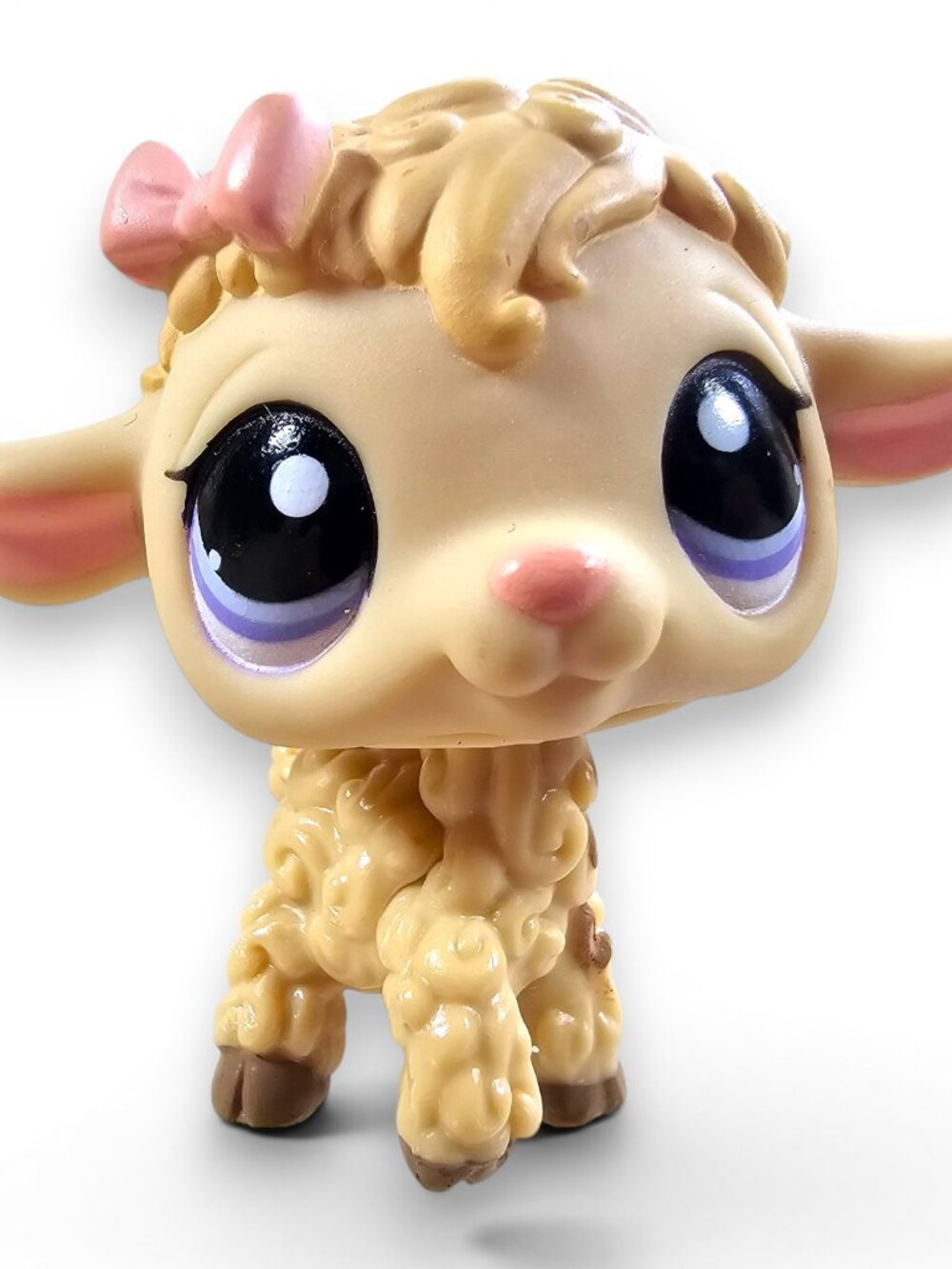 Hasbro Littlest Pet Shop #1003 Lamb Sheep Cream Yellow Purple Dot Eyes LPS